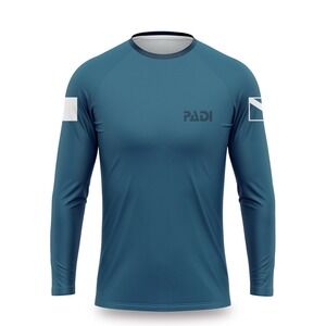 PADI Small Teal Men Women Dive Flag Long Sleeve Sun Shirt Diving Outdoor UPF 50+